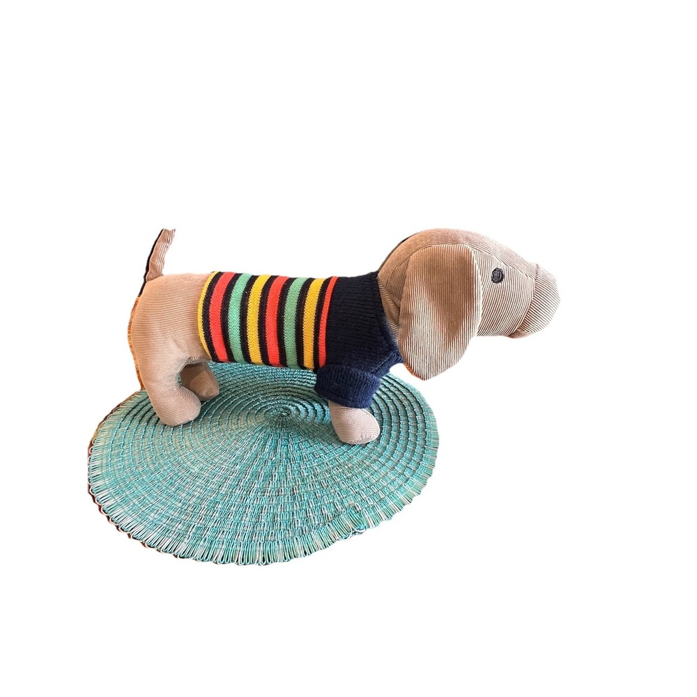 Pillowfort Dachshund Weiner Dog Pillow Plush‎ Toy Corduroy Puppy Sweater Rainbow